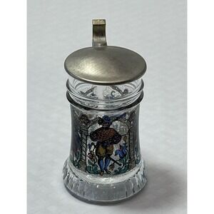Schnapskrugerl BMF mini glass‎ stein, Rein Zinn Original 3.5”